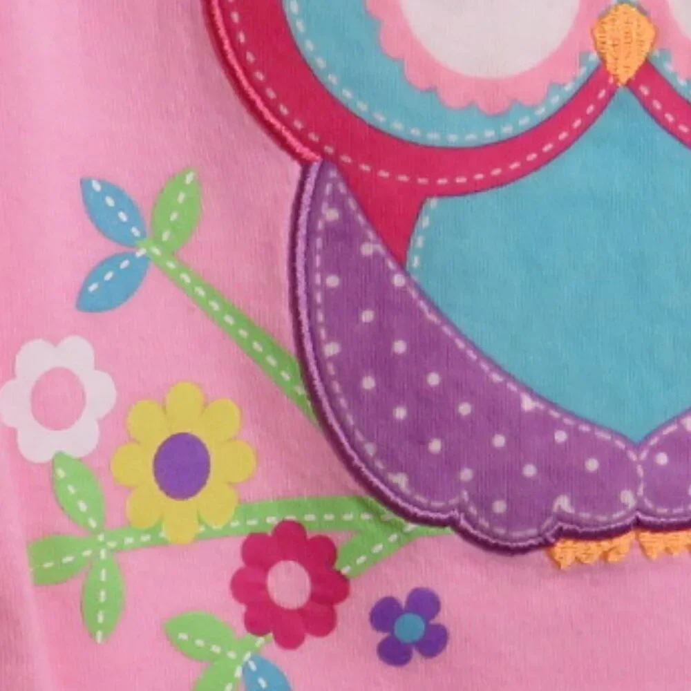 Baby Pink Owl with bow on back bodysuit 3-6mts 100% cotton